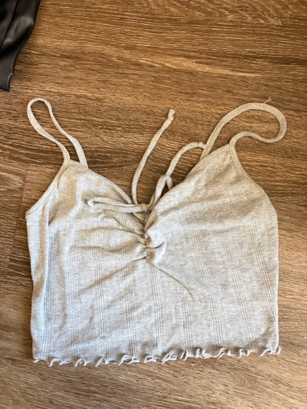Blue Blush Beige Ruched Cami Crop Top